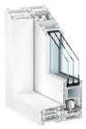Sistema de Kömmerling para ventanas de PVC correderas Premislide76 en blanco