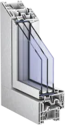 Sistema de Kömmerling para ventanas de PVC Aluclip Zero acabado metalizado
