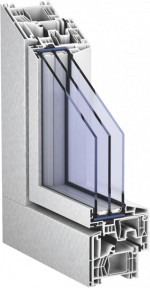 Sistema de Kömmerling para ventanas de PVC Aluclip Zero acabado metalizado